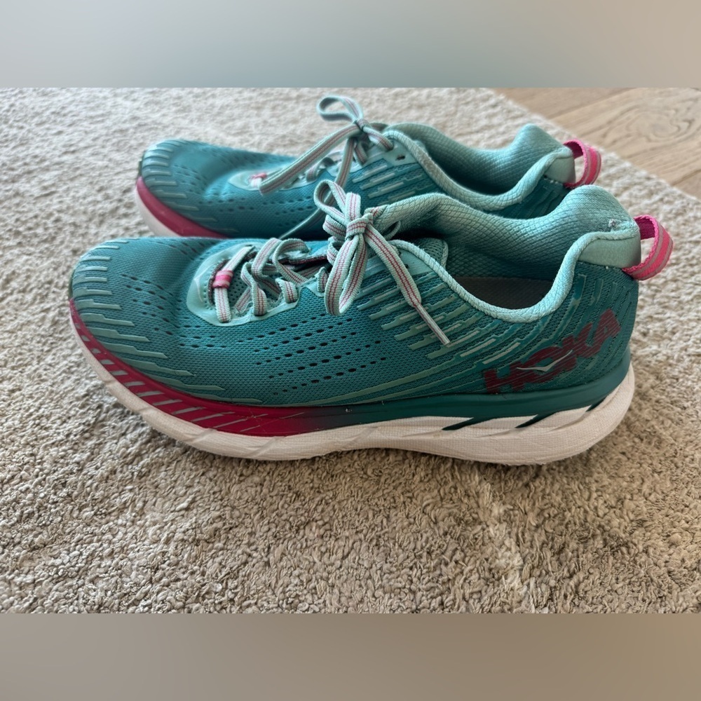 Hoka One One Bondi 7 Running Shoes Sneakers Cushion Light Blue Womens Size 8